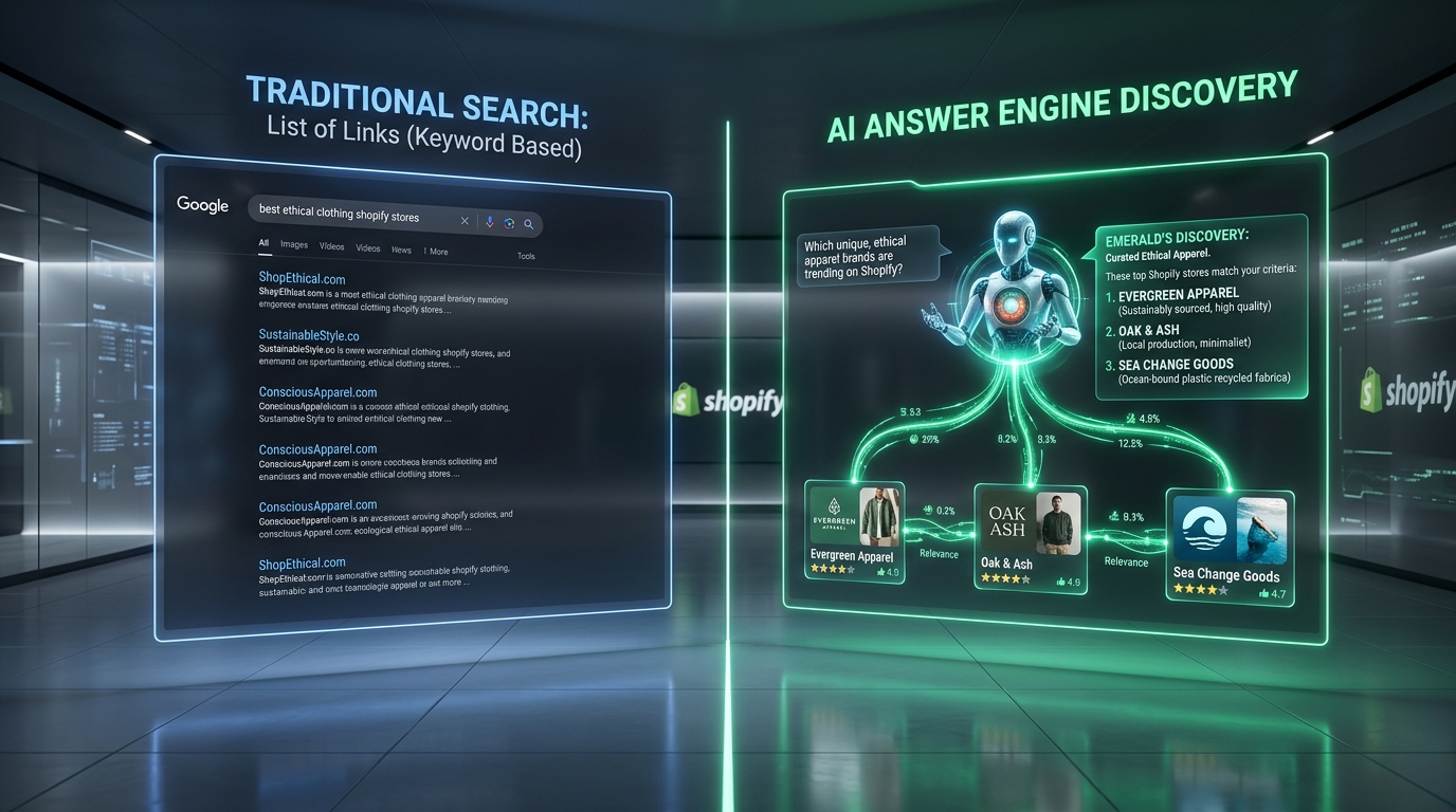 Traditional Search vs AI Answer Engine Discovery for Shopify